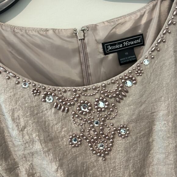 NWT $150 Jessica Howard 2 Piece Set Dress & Jacket‎ Taupe 16 Plus Size Wedding - Picture 10 of 16